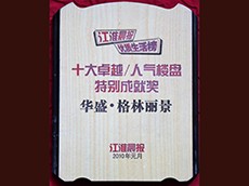2010年度十大卓越、人氣樓盤特別成就獎華盛格林麗景（江淮晨報）